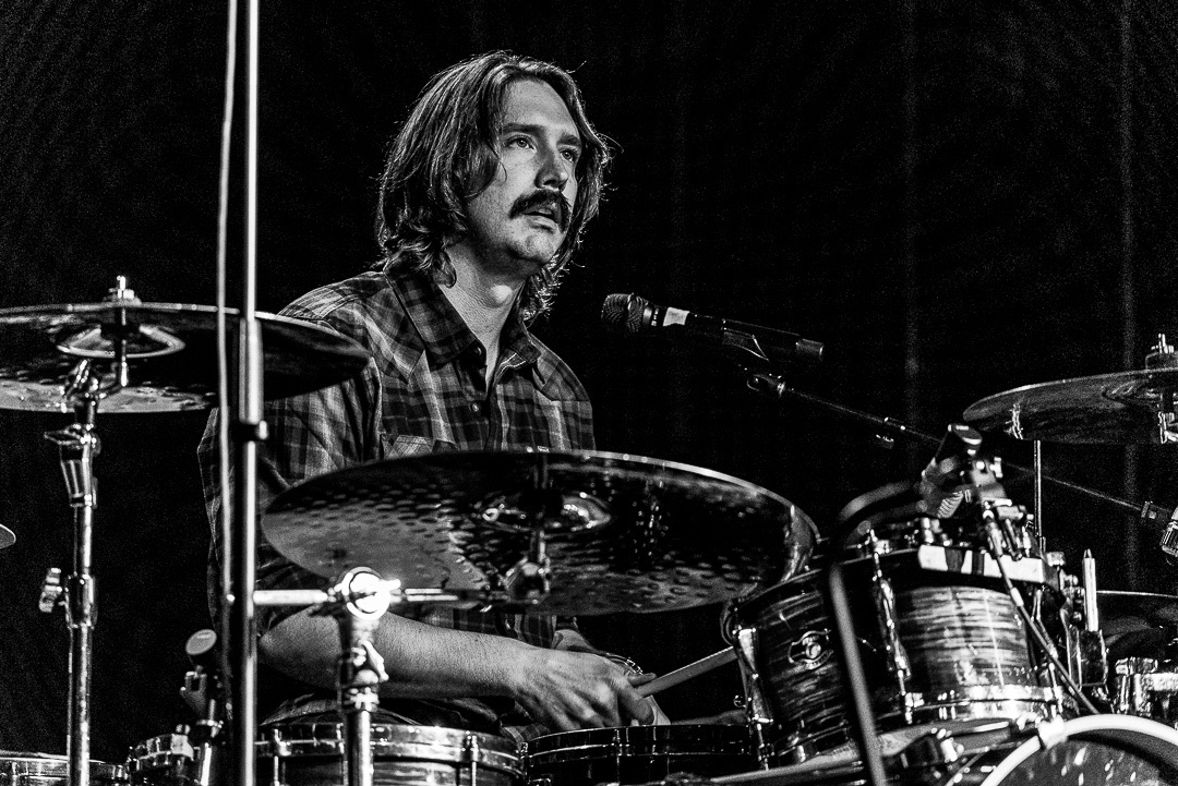 Jonathan Chambers behind the drum kit